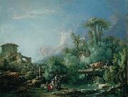 Francois Boucher The Gallant Fisherman, known as Landscape with a Young Fisherman oil painting reproduction